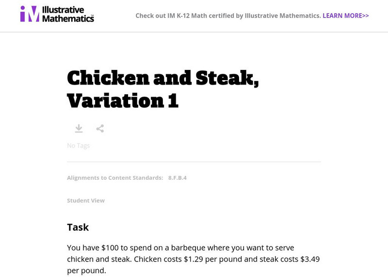 Illustrative Mathematics: 8.f Chicken and Steak, Variation 1 Lesson Plan Illustrative Mathematics: 8.f Chicken and Steak, Variation 1 Lesson Plan