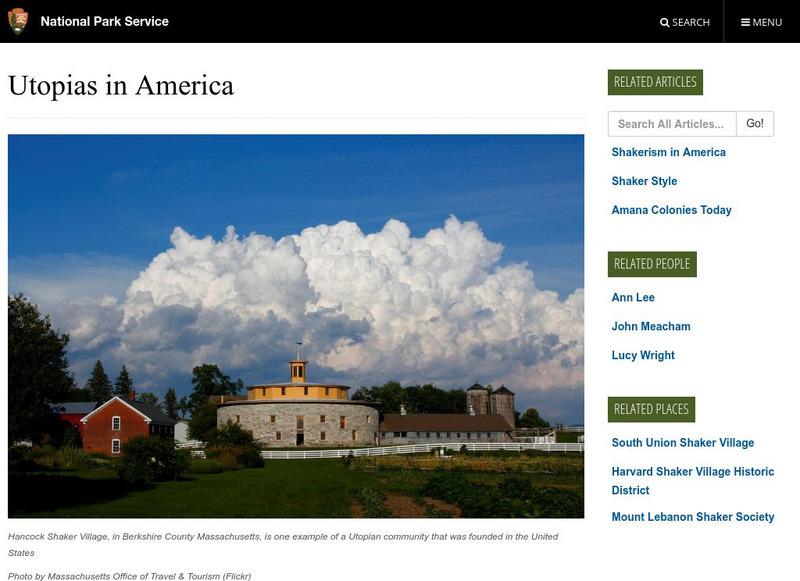 National Park Service: Utopias in America Website National Park Service: Utopias in America Website