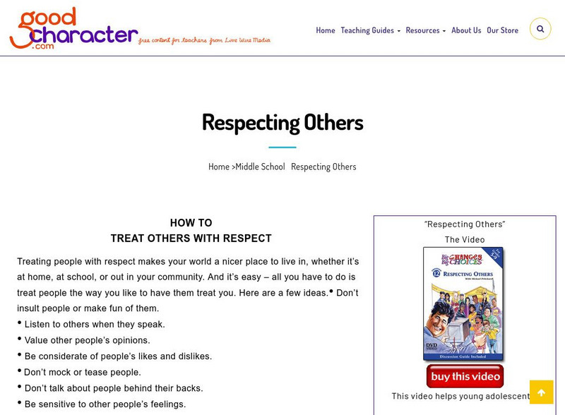 Good Character: Respecting Others Website Good Character: Respecting Others Website