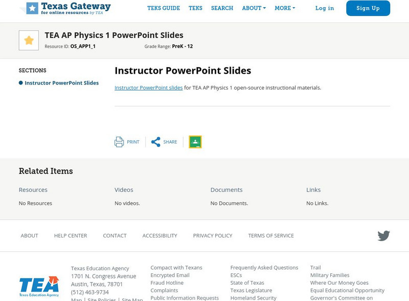 Texas Gateway: Ap Physics 1 Power Point Slides: Instructor PPT Texas Gateway: Ap Physics 1 Power Point Slides: Instructor PPT