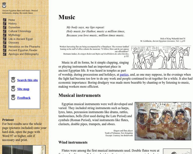 Ancient Egypt: Music and Dance Website Ancient Egypt: Music and Dance Website