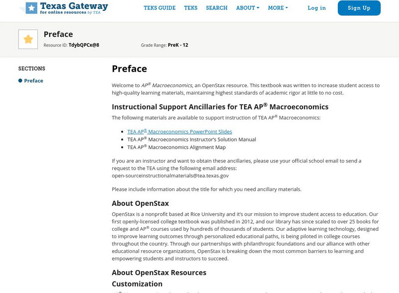 Texas Gateway: Ap Macroeconomics: Preface eBook Texas Gateway: Ap Macroeconomics: Preface eBook
