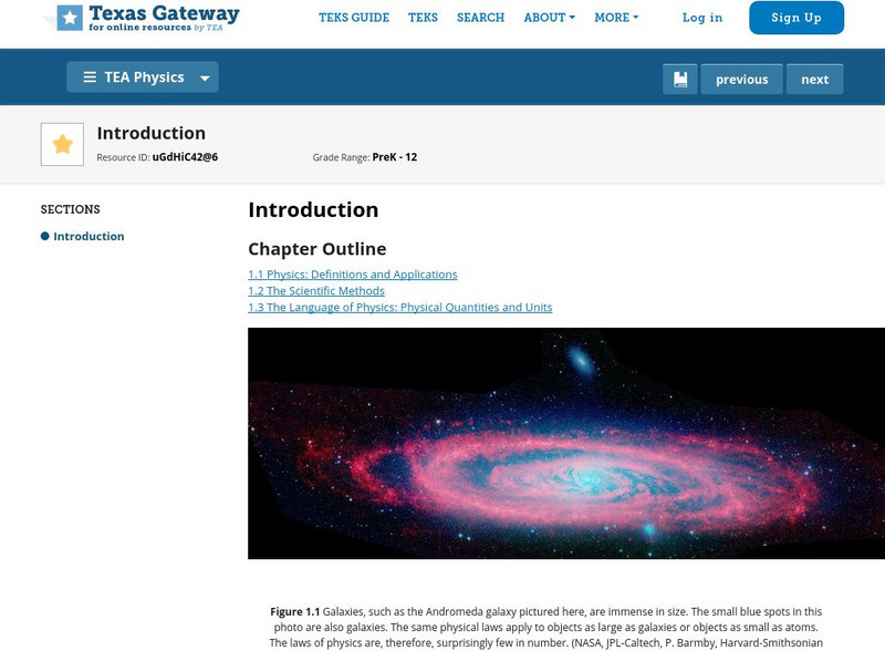 Texas Gateway: What Is Physics?: Introduction Unit Plan Texas Gateway: What Is Physics?: Introduction Unit Plan