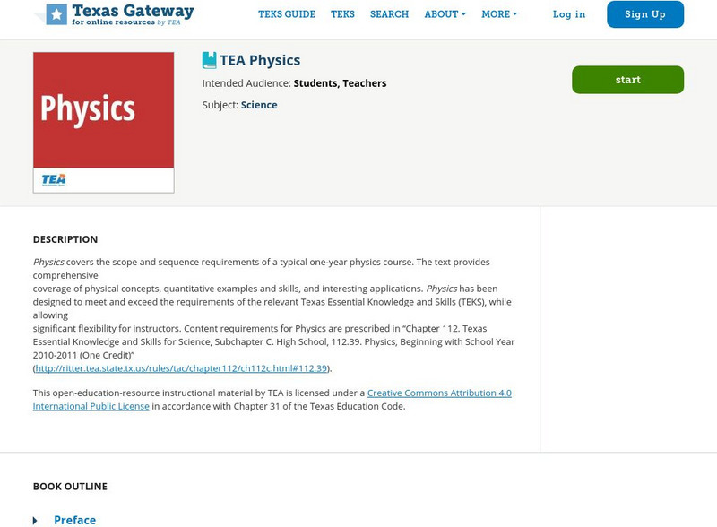 Texas Gateway: Physics Textbook eBook Texas Gateway: Physics Textbook eBook