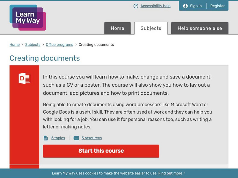 Learn My Way: Creating Documents Unit Plan Learn My Way: Creating Documents Unit Plan