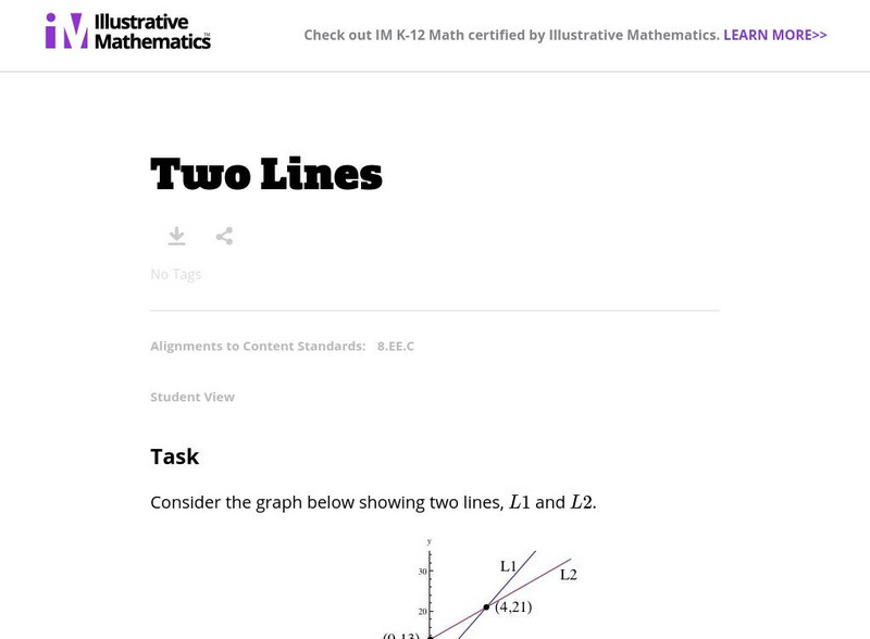 Illustrative Mathematics: 8.ee Two Lines Lesson Plan Illustrative Mathematics: 8.ee Two Lines Lesson Plan