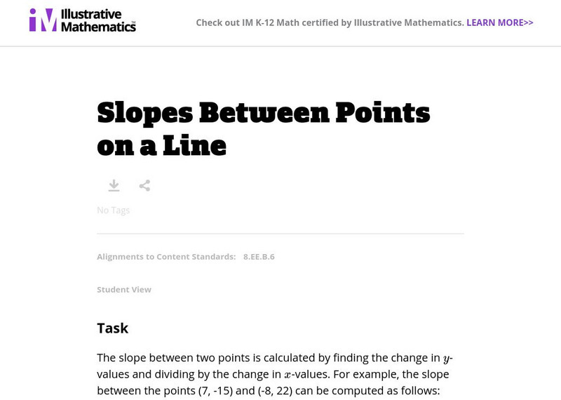 Illustrative Mathematics: 8.ee Slopes Between Points on a Line Lesson Plan Illustrative Mathematics: 8.ee Slopes Between Points on a Line Lesson Plan