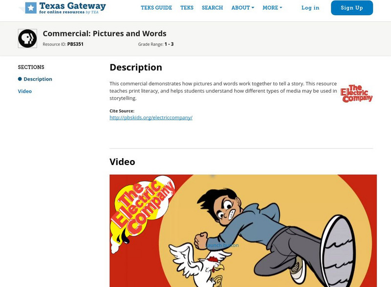Texas Gateway: The Electric Company: Commercial: Pictures and Words Instructional Video Texas Gateway: The Electric Company: Commercial: Pictures and Words Instructional Video