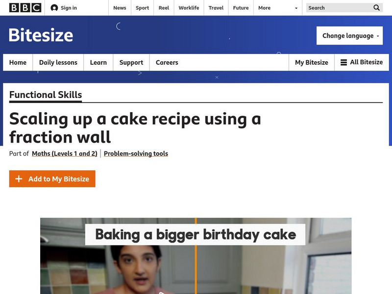 Bbc: Bitesize: Scaling Up a Cake Recipe Using a Fraction Wall Unit Plan