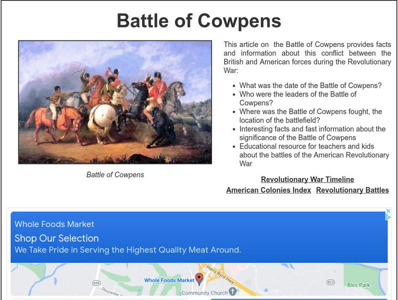 Siteseen: Land of the Brave: Battle of Cowpens Article Siteseen: Land of the Brave: Battle of Cowpens Article