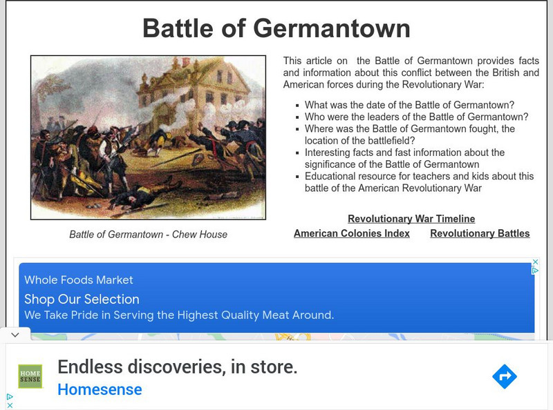 Siteseen: Land of the Brave: Battle of Germantown Article Siteseen: Land of the Brave: Battle of Germantown Article