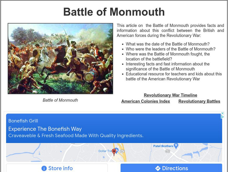 Siteseen: Land of the Brave: Battle of Monmouth Article Siteseen: Land of the Brave: Battle of Monmouth Article