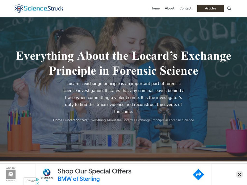 Science Struck: Locard's Exchange Principle in Forensic Science Handout Science Struck: Locard's Exchange Principle in Forensic Science Handout