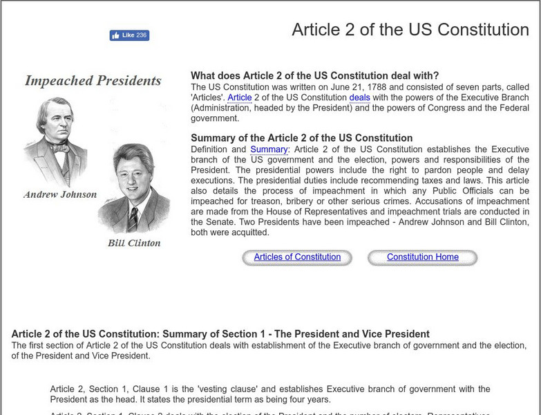 Siteseen: Government and Constitution: Article 2 of the Us Constitution Article Siteseen: Government and Constitution: Article 2 of the Us Constitution Article