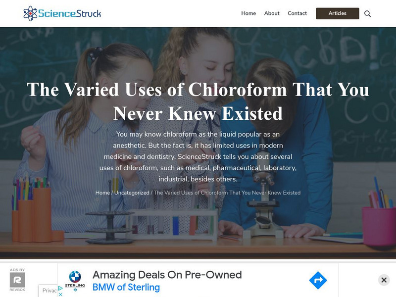 Science Struck: The Varied Uses of Chloroform Handout Science Struck: The Varied Uses of Chloroform Handout