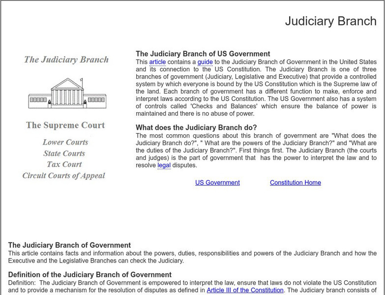 Siteseen: Government and Constitution: Judiciary Branch Article Siteseen: Government and Constitution: Judiciary Branch Article
