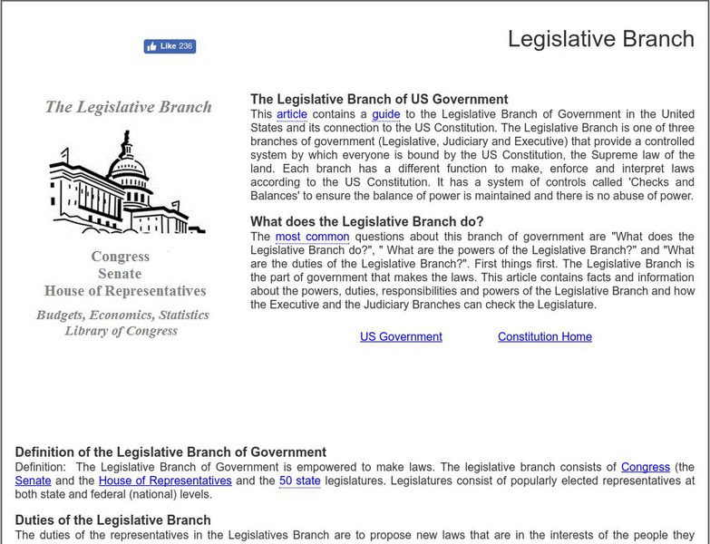 Siteseen: Government and Constitution: Legislative Branch Article Siteseen: Government and Constitution: Legislative Branch Article