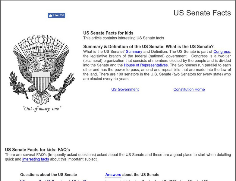 Siteseen: Government and Constitution: Us Senate Facts Article Siteseen: Government and Constitution: Us Senate Facts Article