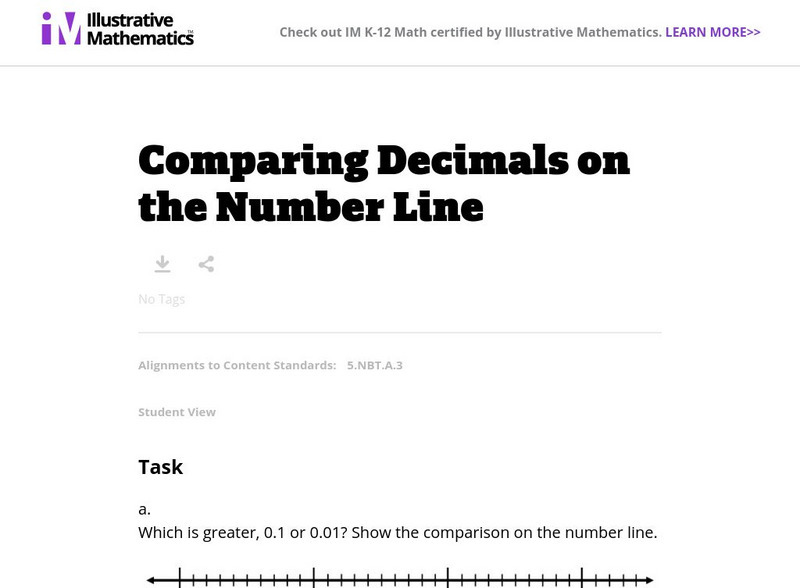 Illustrative Mathematics: 5.nbt Comparing Decimals on the Number Line Lesson Plan Illustrative Mathematics: 5.nbt Comparing Decimals on the Number Line Lesson Plan