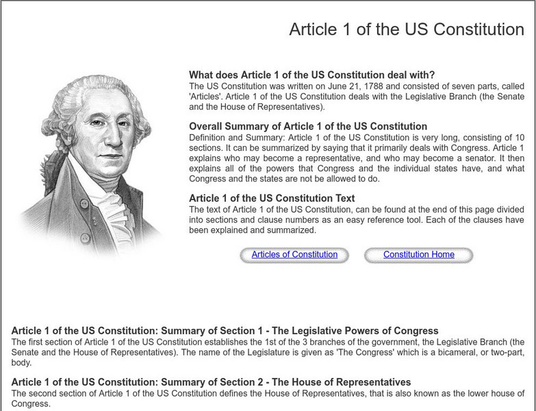 Siteseen: Government and Constitution: Article 1 of the Us Constitution Article Siteseen: Government and Constitution: Article 1 of the Us Constitution Article