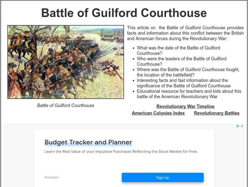 Siteseen: Land of the Brave: Battle of Guilford Courthouse Article Siteseen: Land of the Brave: Battle of Guilford Courthouse Article