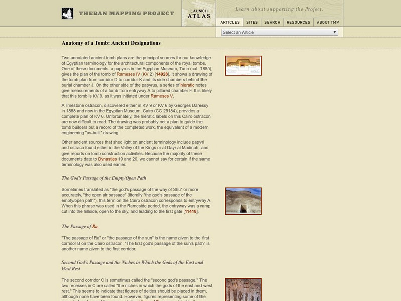 Theban Mapping Project: Anatomy of a Ancient Egyptian Tomb Handout Theban Mapping Project: Anatomy of a Ancient Egyptian Tomb Handout