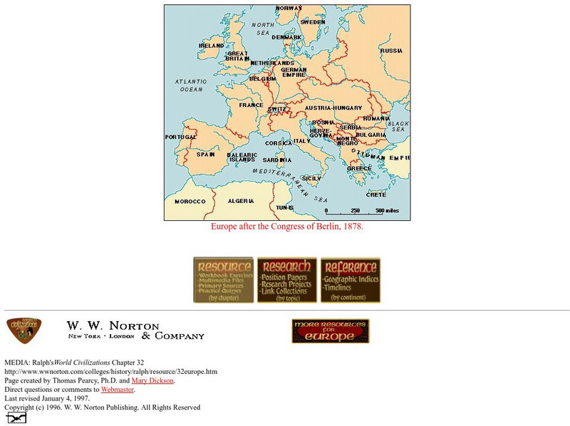 W.w. Norton & Company: Map of Europe After the Congress of Berlin, 1878 Graphic