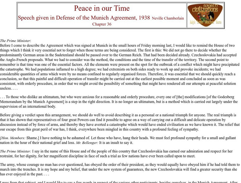 W. W. Norton & Company: Speech Defending Munich Agreement Primary