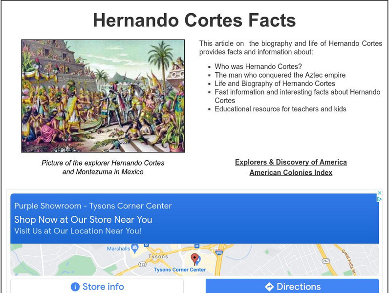 Siteseen: Land of the Brave: Hernando Cortes Facts Handout Siteseen: Land of the Brave: Hernando Cortes Facts Handout