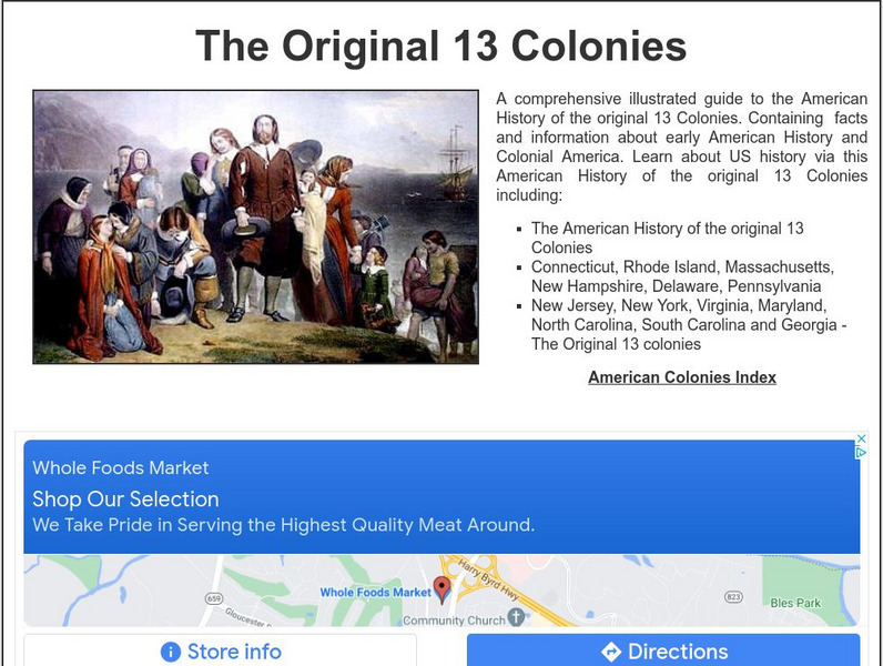 Siteseen: Land of the Brave: The Original 13 Colonies Article Siteseen: Land of the Brave: The Original 13 Colonies Article