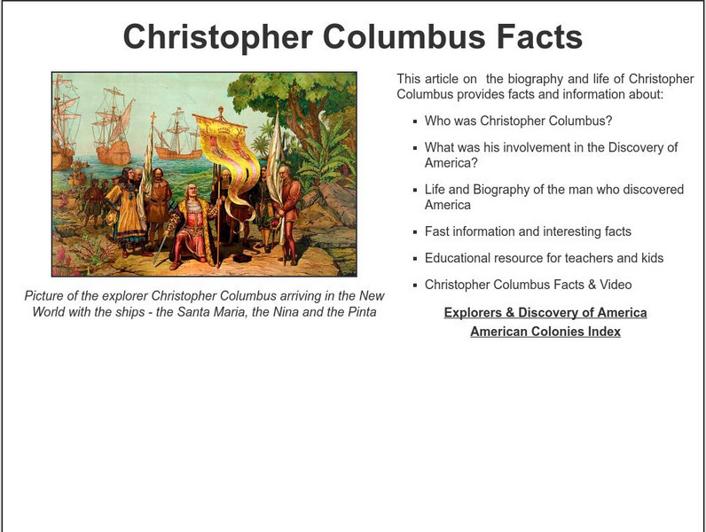 Siteseen: Land of the Brave: Christopher Columbus Facts Handout Siteseen: Land of the Brave: Christopher Columbus Facts Handout
