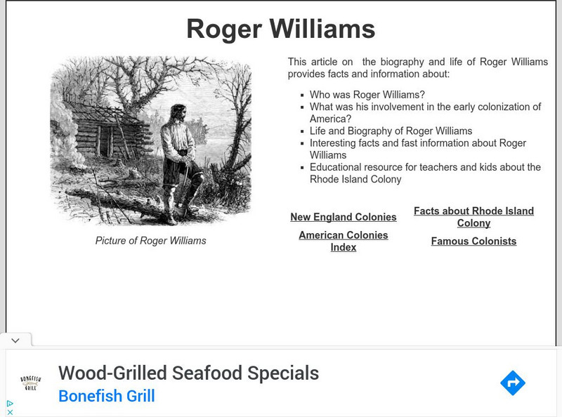 Siteseen: Land of the Brave: Roger Williams Handout Siteseen: Land of the Brave: Roger Williams Handout