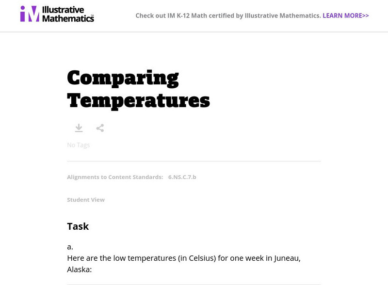 Illustrative Mathematics: 6.ns Comparing Temperatures Lesson Plan Illustrative Mathematics: 6.ns Comparing Temperatures Lesson Plan