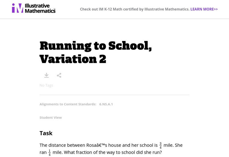 Illustrative Mathematics: 6.ns Running to School, Variation 2 Lesson Plan