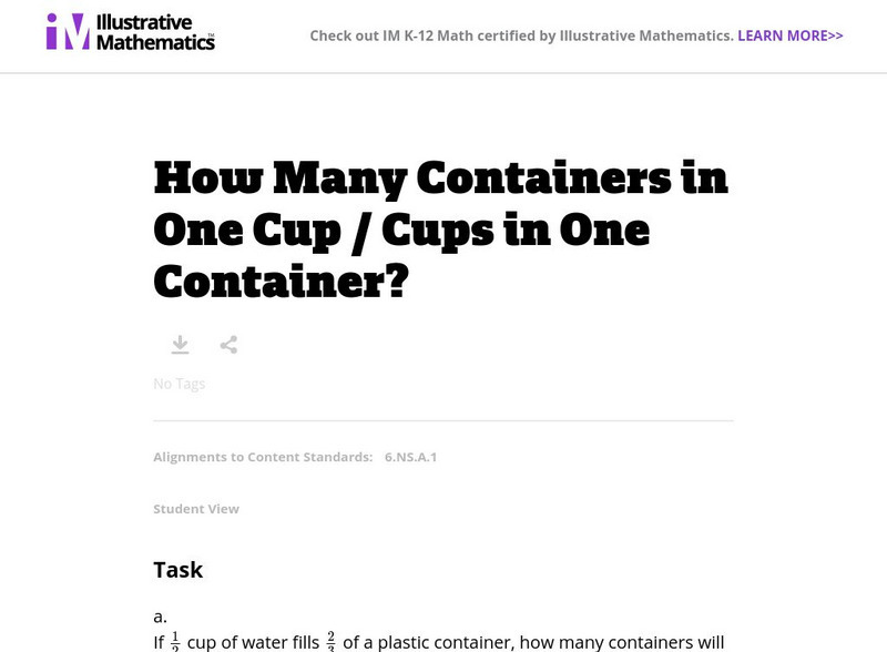 Illustrative Mathematics: 6.ns How Many Containers in 1 Cup/cups in 1 Container? Lesson Plan