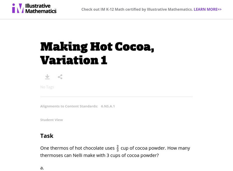 Illustrative Mathematics: 6.ns Making Hot Cocoa, Variation 1 Lesson Plan
