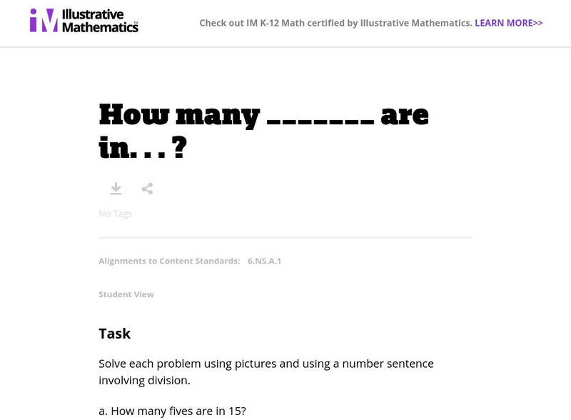 Illustrative Mathematics: 6.ns How Many Are In. . . ? Lesson Plan Illustrative Mathematics: 6.ns How Many Are In. . . ? Lesson Plan