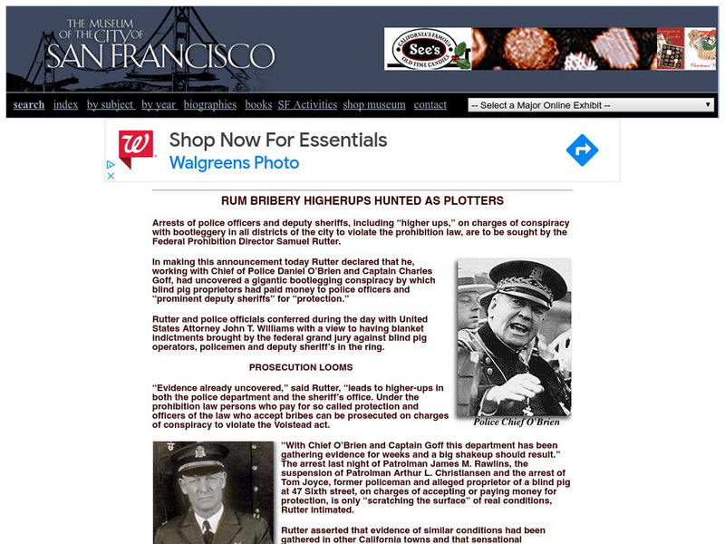 Virtual Museum of San Francisco: Rum Bribery Higherups Hunted as Plotters Activity Virtual Museum of San Francisco: Rum Bribery Higherups Hunted as Plotters Activity