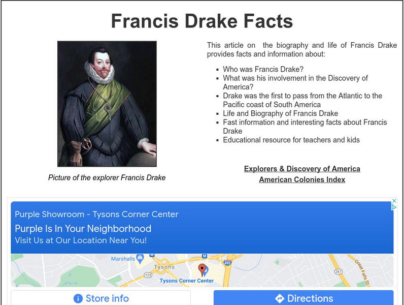 Siteseen: Land of the Brave: Francis Drake Facts Handout Siteseen: Land of the Brave: Francis Drake Facts Handout