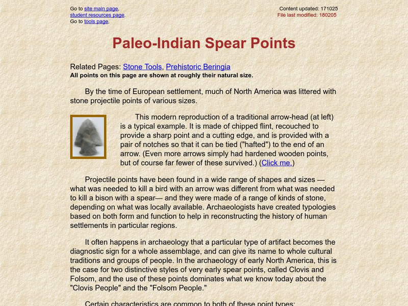 Basic Stone Tools: Paleo Indian Spear Points Website Basic Stone Tools: Paleo Indian Spear Points Website
