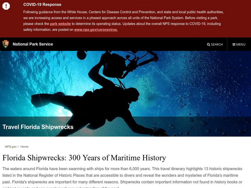 National Park Service: Florida's Shipwrecks: 300 Years of Maritime History Website National Park Service: Florida's Shipwrecks: 300 Years of Maritime History Website