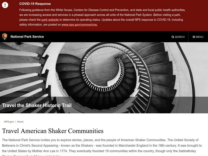 National Park Service: Travel the Shaker Historic Trail Website