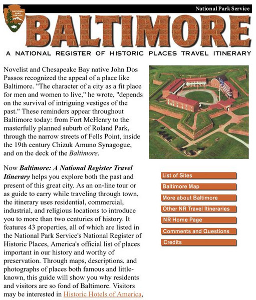 National Park Service: Baltimore, Maryland: Discover Our Shared Heritage Website National Park Service: Baltimore, Maryland: Discover Our Shared Heritage Website