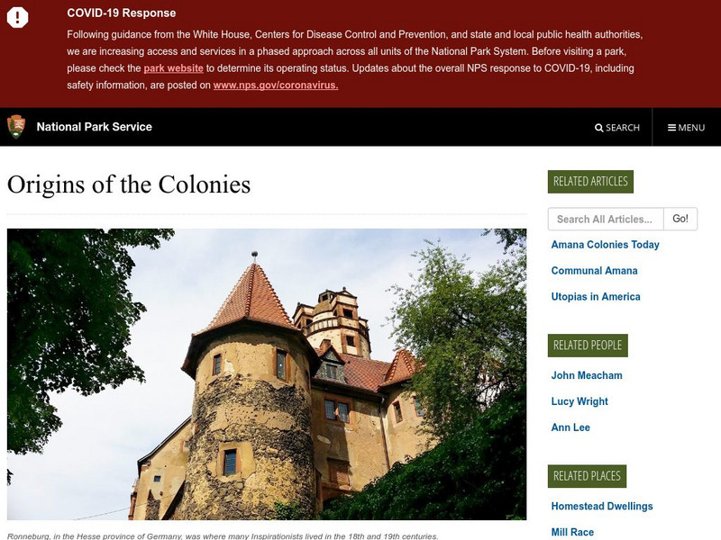 National Park Service: The Amana Colonies: Origins of the Colonies Website National Park Service: The Amana Colonies: Origins of the Colonies Website