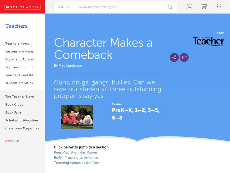 Scholastic Teacher Resources: Character Makes a Comeback Article Scholastic Teacher Resources: Character Makes a Comeback Article