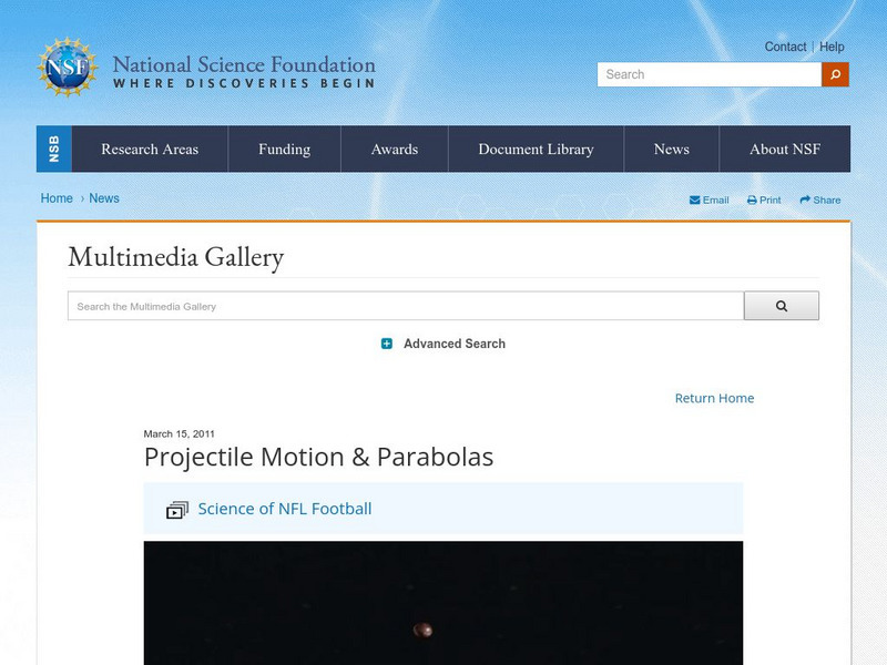 National Science Foundation: Projectile Motion & Parabolas Instructional Video National Science Foundation: Projectile Motion & Parabolas Instructional Video