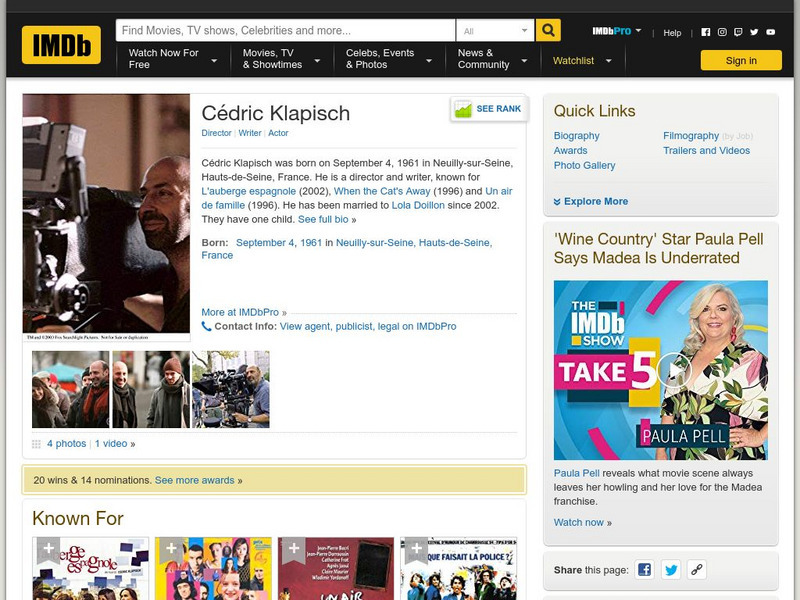 Internet Movie Database: Cedric Klapisch Handout