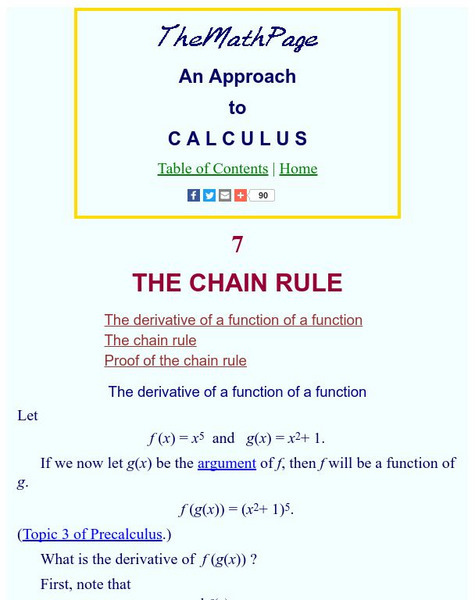 The Math Page: An Approach to Calculus: The Chain Rule Activity The Math Page: An Approach to Calculus: The Chain Rule Activity