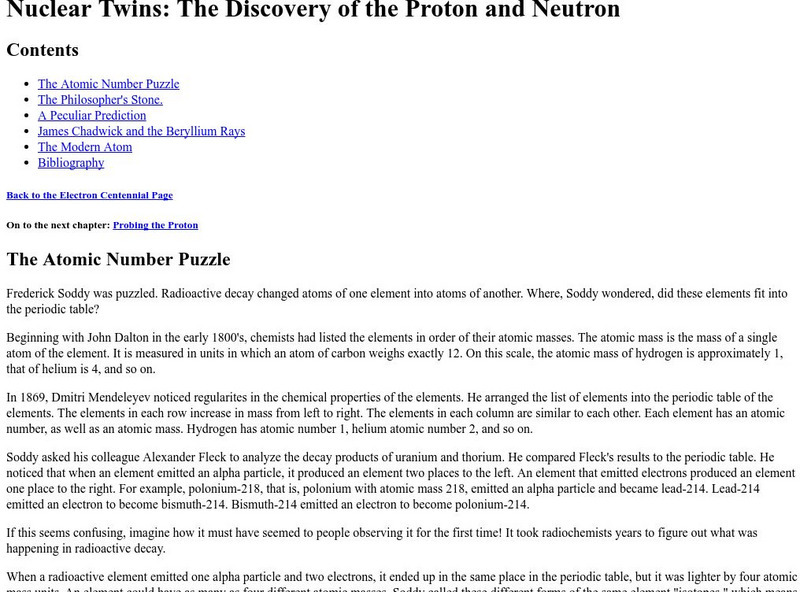 Nuclear Twin: The Discovery of the Proton and Neutron Handout Nuclear Twin: The Discovery of the Proton and Neutron Handout