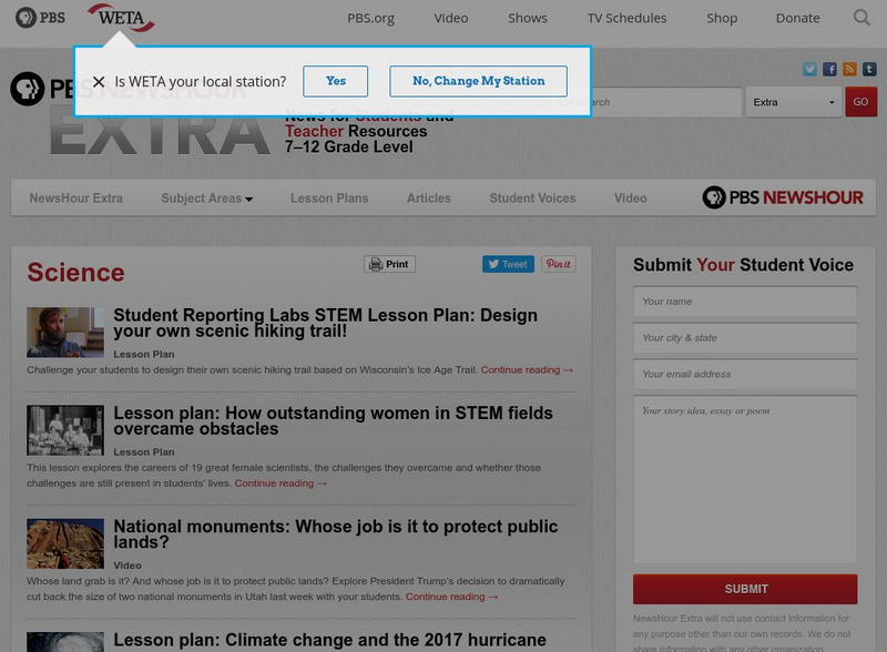 Pbs: News Hour Extra: Teachers: Science Website